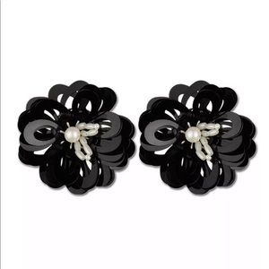 Black and cream larger stud statement earring